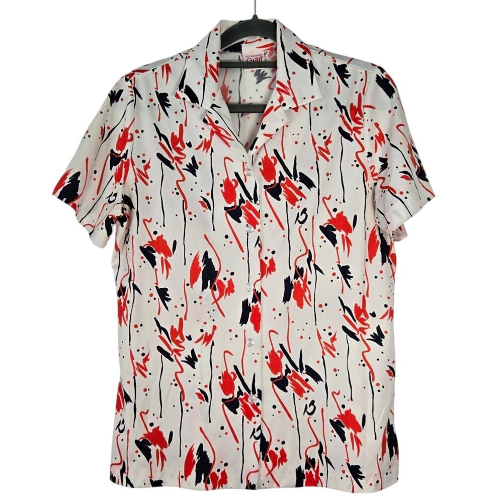 Vintage 70s Graff Californiawear Abstract Pattern Disco Short Sleeve Button
